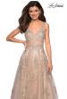 Picture of: Sheer Bodice Prom Dress with Floral Embellishments in Nude, Style: 27647, Main Picture