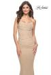 Picture of: Rhinestone Encrusted Net Jersey Gown with Ruching Detail in Nude, Style: 31932, Main Picture
