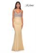 Picture of: Neon Ruched Jersey Dress with Rhinestone Mesh Draped Top in Nude, Style: 32320, Detail Picture 11