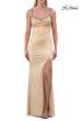 Picture of: Metallic Jersey Gown with Beaded Straps and Lace-Up Back in Nude, Style: 33664, Detail Picture 11
