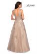 Picture of: Sheer Bodice Prom Dress with Floral Embellishments in Nude, Style: 27647, Back Picture