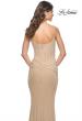 Picture of: Rhinestone Encrusted Net Jersey Gown with Ruching Detail in Nude, Style: 31932, Back Picture
