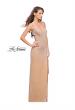 Picture of: Velvet Prom Dress Covered in Rhinestones with Side Cut Outs in Nude, Style: 25266, Detail Picture 1