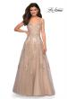 Picture of: Sheer Bodice Prom Dress with Floral Embellishments in Nude, Style: 27647, Detail Picture 1
