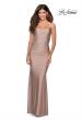 Picture of: Long Ruched Jersey Prom Dress with Thin Straps in Nude, Style: 28398, Detail Picture 1