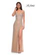 Picture of: Rhinestone Embellished Prom Dress with U Slit in Nude , Style 32366, Detail Picture 1