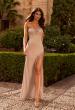 Picture of: Strapless Rhinestone Gown with Side Slit and Lace-Up Back in Nude, Style: 33879, Detail Picture 1