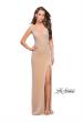 Picture of: Velvet Prom Dress Covered in Rhinestones with Side Cut Outs in Nude, Style: 25266, Detail Picture 3