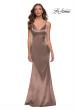 Picture of: Chic Long Stretch Satin Gown with V Neck and Back in Nude, Style 29960, Detail Picture 3