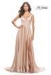 Picture of: A-Line Satin Gown with Ruched Bodice and V Neck in Nude, Style: 31505, Detail Picture 3