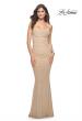 Picture of: Rhinestone Encrusted Net Jersey Gown with Ruching Detail in Nude, Style: 31932, Detail Picture 3