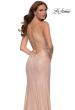 Picture of: Metallic Jersey Long Prom Dress with Lace Up Back in Nude, Style 29915, Detail Picture 4