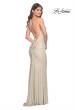 Picture of: Rhinestone Embellished Ruched Prom Dress with Draped Neckline in Nude, Style: 32327, Detail Picture 4
