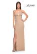 Picture of: Ruched Rhinestone Net Jersey Dress with Lace Up Open Back in Nude, Style: 32318, Detail Picture 6