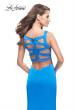 Picture of: Long Satin prom Dress with Plunging Neckline and Slit in Ocean Blue, Style: 26235, Back Picture