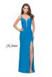 Picture of: Form Fitting Jersey Prom Dress with Side Leg Slit in Ocean Blue, Style: 25725, Detail Picture 3