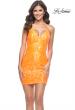 Picture of: Neon Short Homecoming Dress in Print Sequin Design in Orange, Style: 31732, Detail Picture 1