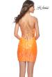 Picture of: Neon Short Homecoming Dress in Print Sequin Design in Orange, Style: 31732, Detail Picture 2