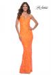 Picture of: Neon Fitted Print Sequin Pastel Prom Dress in Orange, Style: 32343, Main Picture
