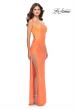 Picture of: Ruched Sequin Prom Dress with High Side Slit in Orange, Style: 31405, Detail Picture 9