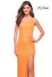 Picture of: Bright Simple One Shoulder Long Sequin Evening Gown in Orange, Style: 30618, Detail Picture 12