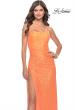 Picture of: Ruched Sequin Prom Dress with High Side Slit in Orange, Style: 31405, Detail Picture 15