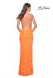 Picture of: Neon Fitted Print Sequin Pastel Prom Dress in Orange, Style: 32343, Back Picture