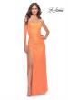 Picture of: Ruched Sequin Prom Dress with High Side Slit in Orange, Style: 31405, Detail Picture 2