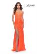 Picture of: Stretch Lace Prom Dress in Neon Pink in Orange, Style: 29987, Detail Picture 3