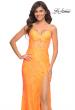 Picture of: Lace Prom Gown With Sheer Bodice and Tie Up Back in Orange, Style: 30671, Detail Picture 3