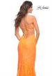 Picture of: Lace Prom Gown With Sheer Bodice and Tie Up Back in Orange, Style: 30671, Detail Picture 4