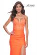 Picture of: Neon Illusion Lace Bodice Prom Dress with Rhinestones in Orange, Style: 32321, Detail Picture 4