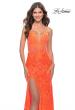 Picture of: Stretch Lace Prom Dress in Neon Pink in Orange, Style: 29987, Detail Picture 5