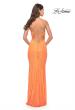 Picture of: Sequin Stretch Long Prom Dress with Banded Waist in Neon in Orange, Style: 31137, Detail Picture 6