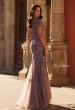 Picture of: Trumpet Mother of the Bride Dress with Beaded Lace Applique in Orchid, Style: 32940, Back Picture