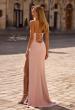Picture of: Fitted Strapless Dress with Rhinestone Embellished Neckline and Slit in Orchid Pink, Style 32799, Back Picture