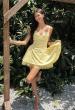 Picture of: Embellished Lace Trim Fit-and-Flare Mini Dress in Pale Yellow, Style 34144, Detail Picture 9