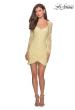 Picture of: Long Sleeve Lace Short Dress with Sheer Back Detail in Pale Yellow, Style: 28232, Detail Picture 10