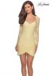Picture of: Long Sleeve Lace Short Dress with Sheer Back Detail in Pale Yellow, Style: 28232, Detail Picture 3
