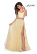Picture of: Long Two Piece Tulle Gown with Floral Embroidery in Pale Yellow, Style: 28271, Main Picture