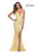 Picture of: Long Stretch Lace Prom Dress with Plunging Neckline in Pale Yellow, Style: 28640, Main Picture