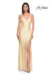 Picture of: Ruched Jersey Prom Dress with Slit in Pale Yellow, Style: 31131, Main Picture