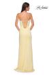 Picture of: Fitted Strapless Dress with Rhinestone Embellished Neckline and Slit in Pale Yellow, Style 32799, Detail Picture 8