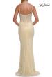 Picture of: Cowl Neck Rhinestone Gown with Side Ruching and High Slit in Pale Yellow, Style: 33272, Detail Picture 8