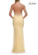 Picture of: Ruched Jersey Gown with Low Rhinestone Detail Back in Pale Yellow, Style: 33560, Detail Picture 8