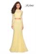 Picture of: Stretch Lace Long Sleeve Two Piece Prom Dress in Pale Yellow, Style: 27601, Detail Picture 9