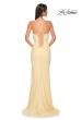 Picture of: Ruched Long Jersey Dress with Draped Rhinestone Neckline in Pale Yellow, Style 32802, Detail Picture 10