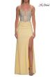 Picture of: Rhinestone Corset Gown with Slit and Ruching in Pale Yellow, Style: 33357, Detail Picture 10
