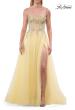 Picture of: Beaded Tulle A-Line Gown with Sheer Corset Bodice in Pale Yellow, Style: 33702, Detail Picture 10