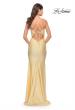 Picture of: Rhinestone Ruched Jersey Prom Dress with Lace Up Back in Pale Yellow, Style: 31201, Detail Picture 11